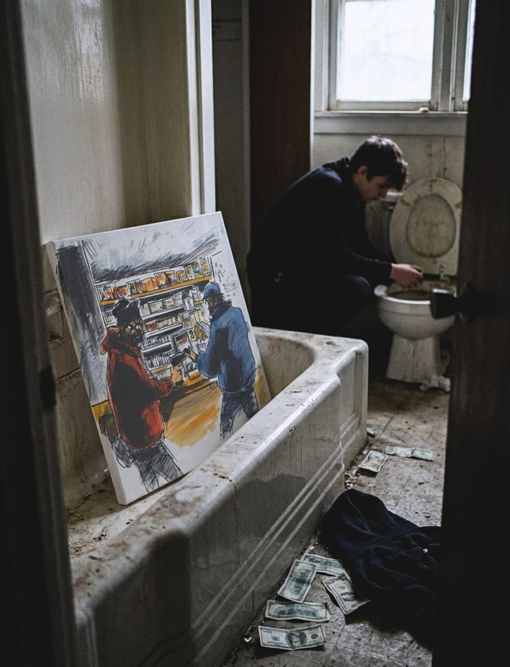 Corner Store Standoff – Urban Canvas Art (FiftyBikes)